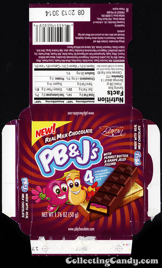 Baron - PB&J's - grape jelly filling - chocolate bar candy box - 2012