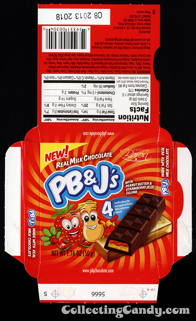 Baron - PB&J's - strawberry jelly filling - chocolate bar candy box - 2012