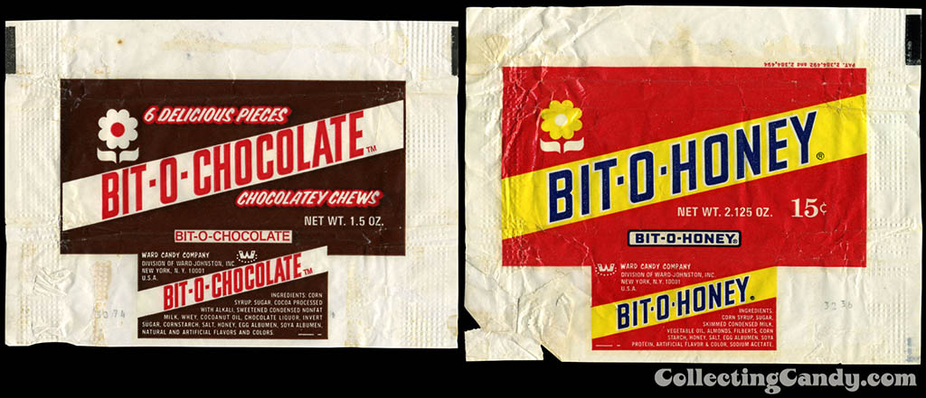 Bit-O-Chocolate and Bit-O-Honey wrappers from the 1970's