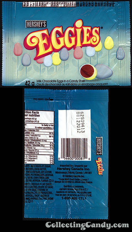 Canada - Hershey's - Eggies - candy coated milk chocolate eggs - 42g candy package - 2012