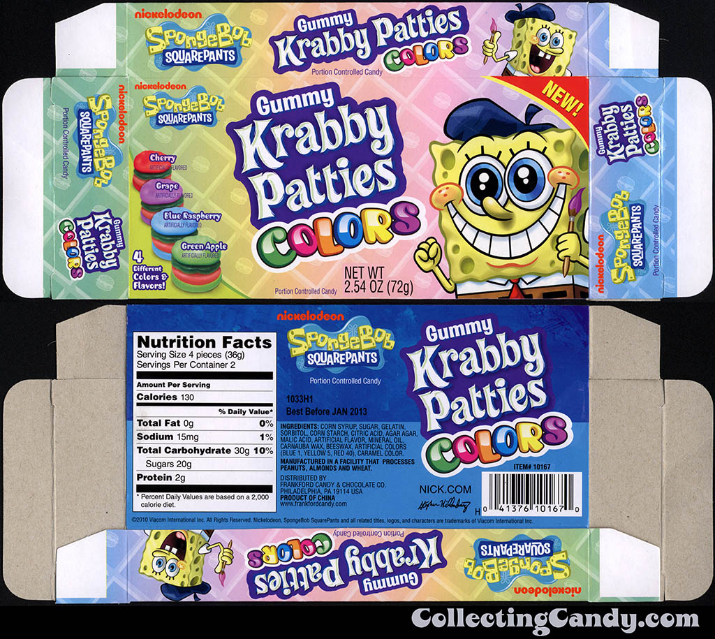 Frankford Candy - Nickelodeon - Spongebob Squarepants Gummy Krabby Patties Colors - candy box - 2011