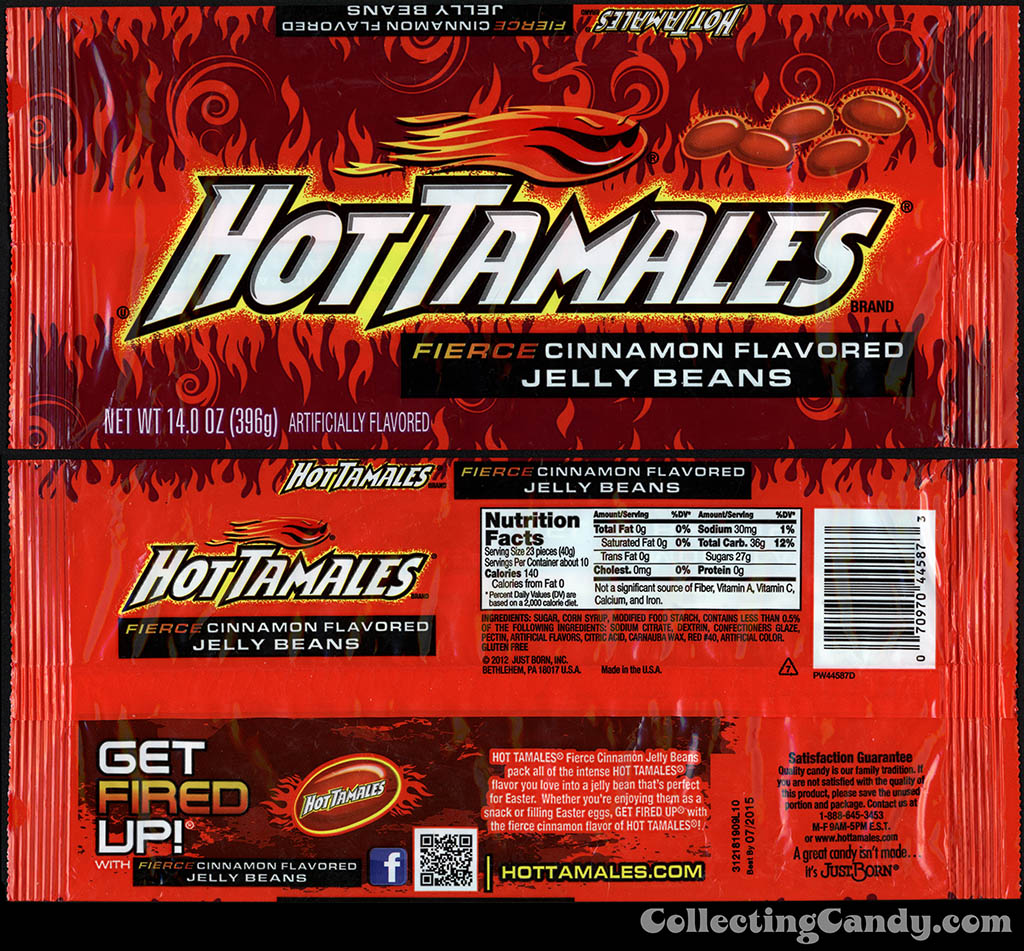 Just Born - Hot Tamales - Fierce Cinnamon Jelly Beans - 14oz candy package - March 2014
