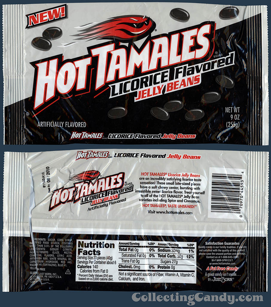 Just Born - Hot Tamales Licorice Flavored Jelly Beans - 9oz candy package - 2009
