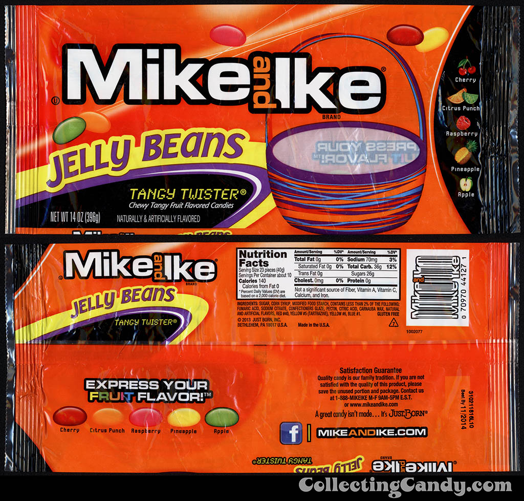 Just Born - Mike and Ike Jelly Beans - Tangy Twister - 14 oz Easter candy package - March 2014