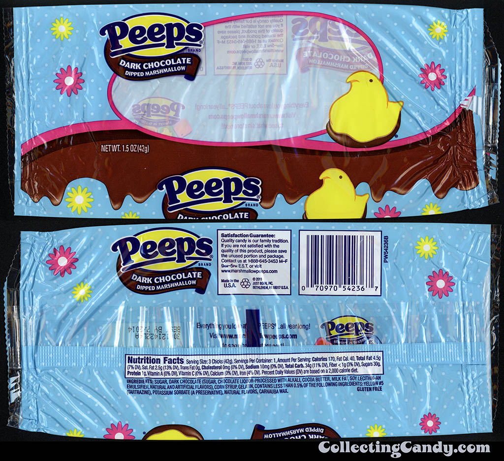 Just Born - Peeps - Dark Chocolate Dipped Marshmallow - 1.5 oz Easter candy package - March 2014