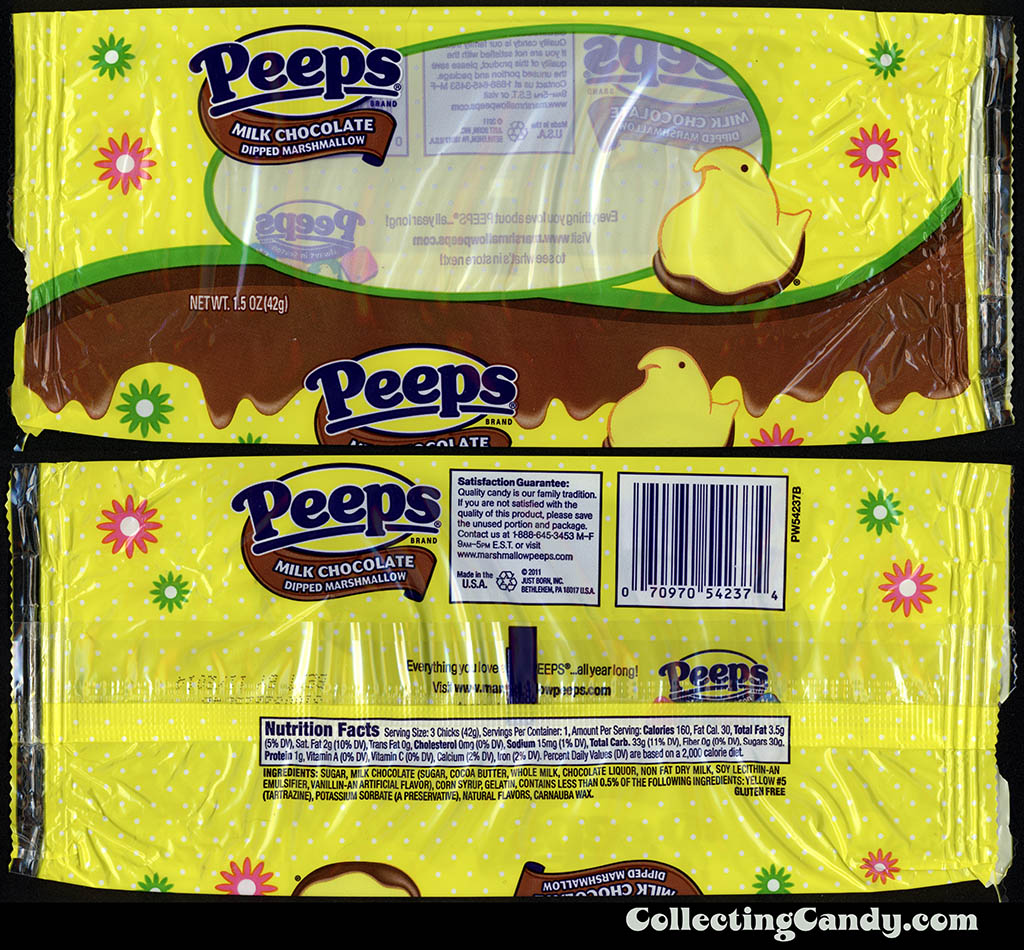 Just Born - Peeps - Milk Chocolate Dipped Marshmallow - 1.5 oz Easter candy package - March 2014