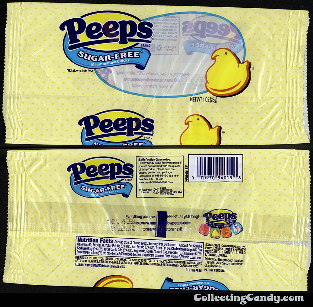 Just Born - Peeps - Sugar-Free Marshmallow Chicks - 1 oz Easter candy package - March 2014