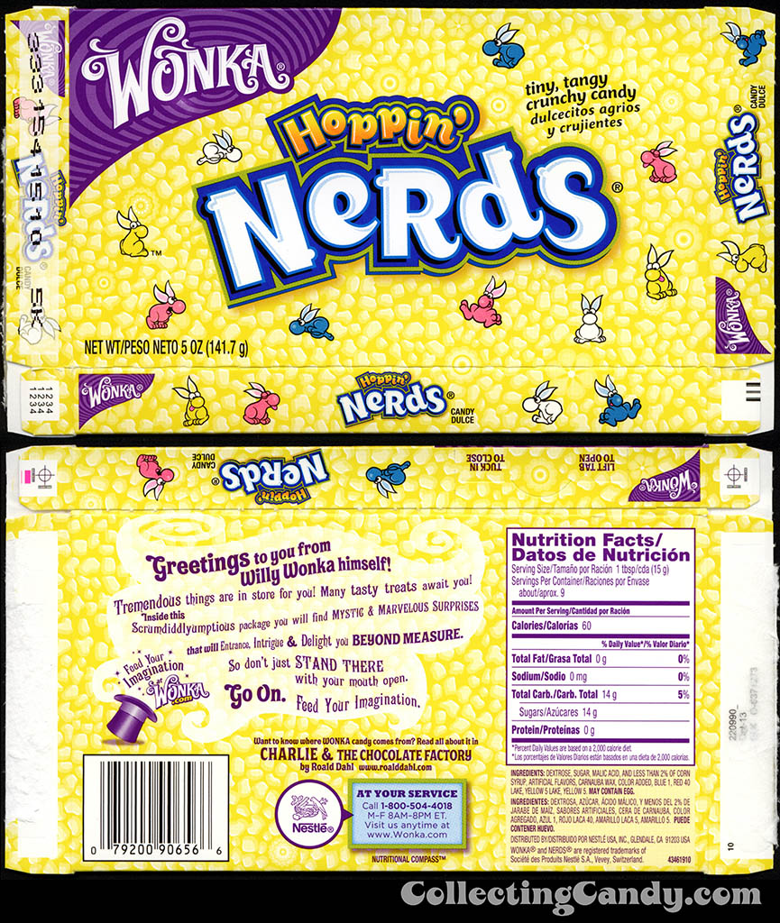 Nestle - Wonka - Hoppin' Nerds - 5 oz Easter candy box - March 2014