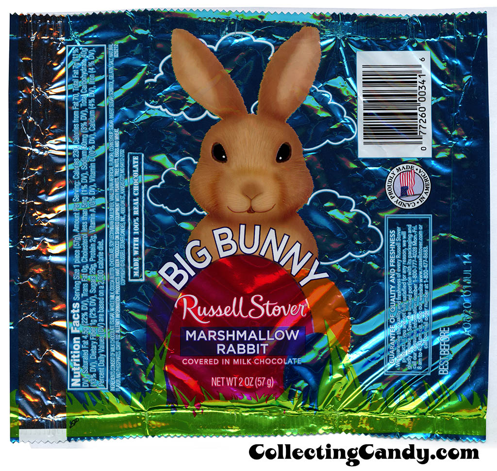 Russell Stover - Big Bunny - Marshmallow Rabbit - 2oz Easter candy wrapper - March 2014