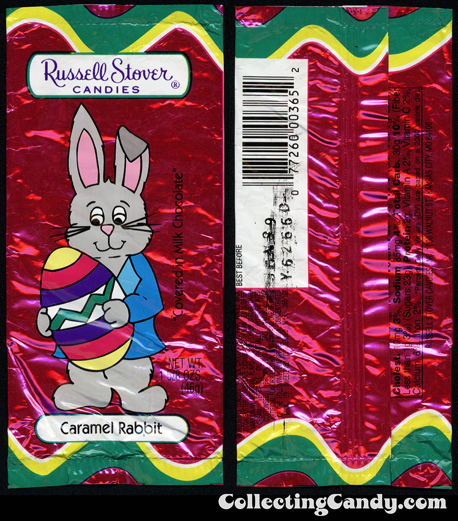 Russell Stover - Caramel Rabbit - 1 3_8 oz Easter candy wrapper package - 1999