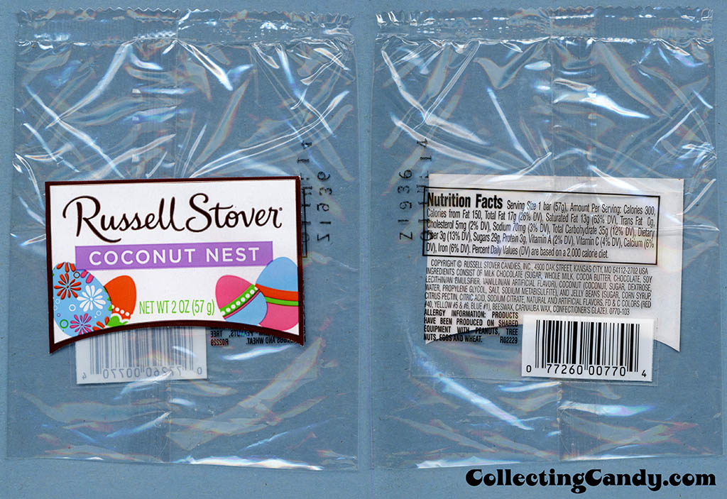 Russell Stover - Coconut Nest - 2oz Easter candy package wrapper - March 2014