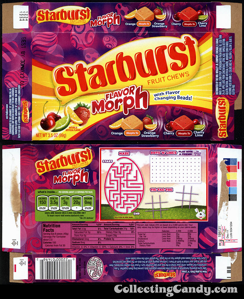 Wrigley - Starburst Fruit Chews Flavor Morph - 3.5 oz Easter candy box - 2012