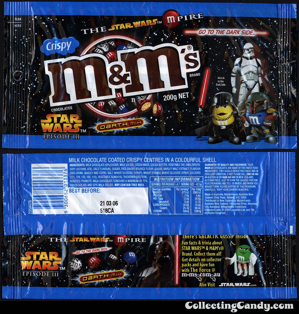 Australia - Mars - M&M's Star Wars Episode III - Crispy Darth Mix - 200g candy package - 2005