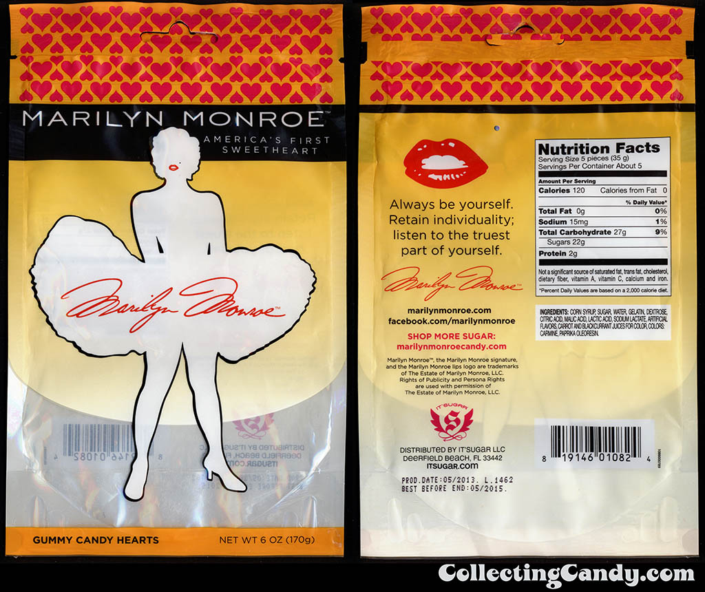 It'Sugar - Marilyn Monroe - America's First Sweetheart - Gummy Candy Hearts - 6oz package - February 2014