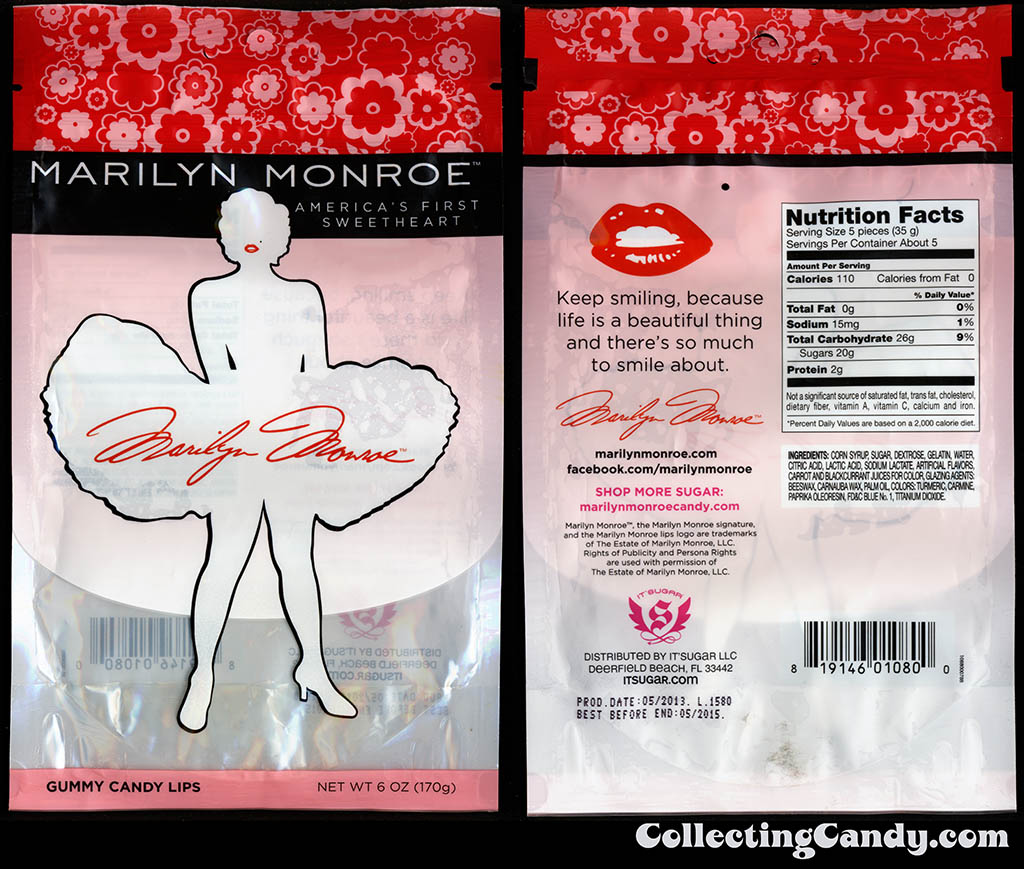 It'Sugar - Marilyn Monroe - America's First Sweetheart - Gummy Candy Lips - 6oz package - February 2014