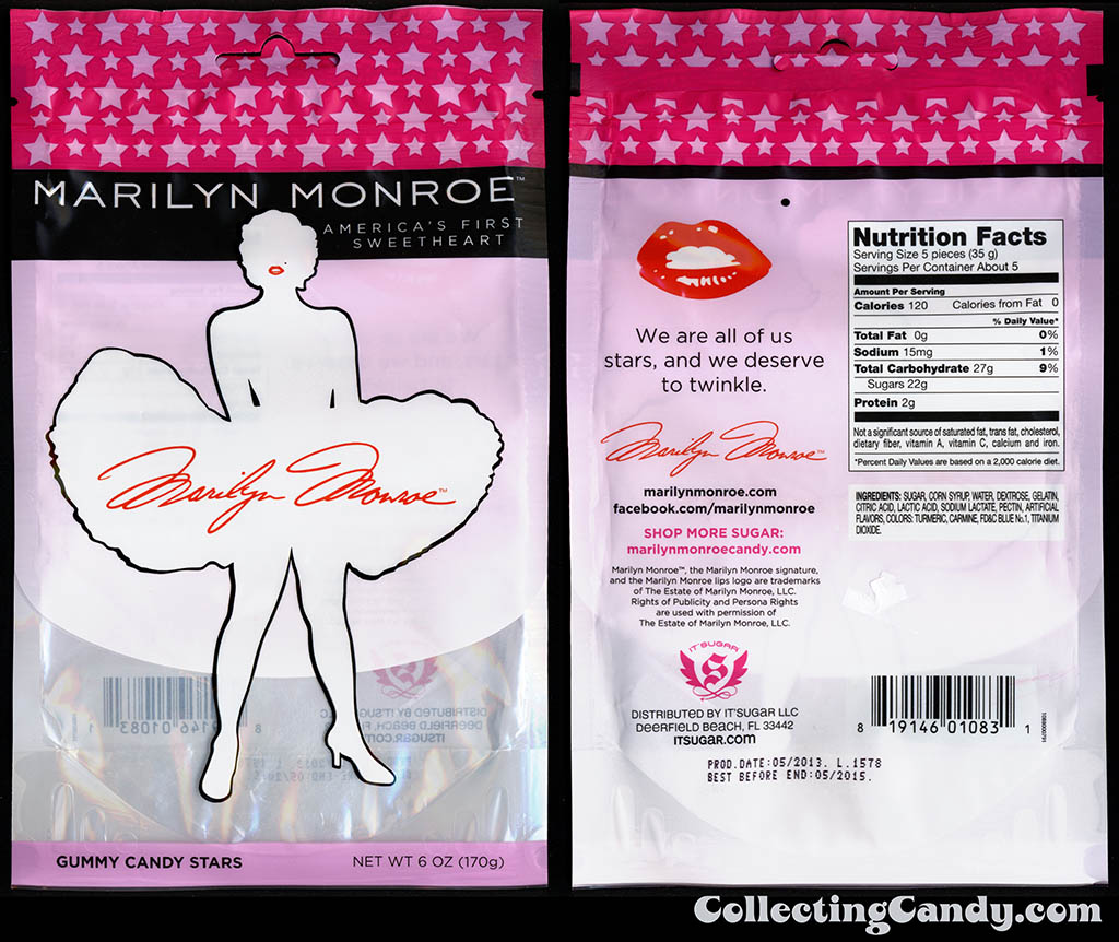 It'Sugar - Marilyn Monroe - America's First Sweetheart - Gummy Candy Stars - 6oz package - February 2014