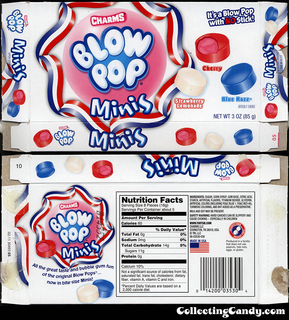 Tootsie Roll Industries - Charms Blow Pop Minis - Red White & Blue - 3 oz candy box - Summer 2013