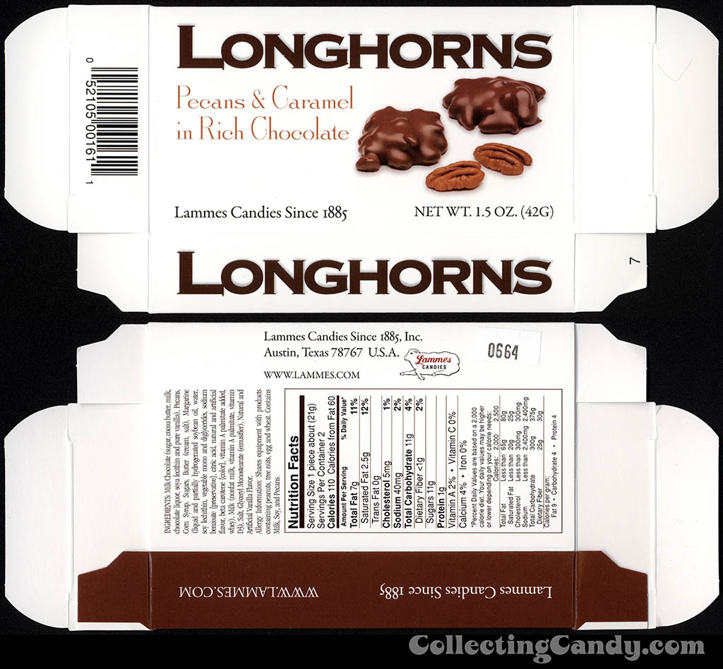 Lammes Candies - Longhorns - 1.5 oz candy box - July 2014