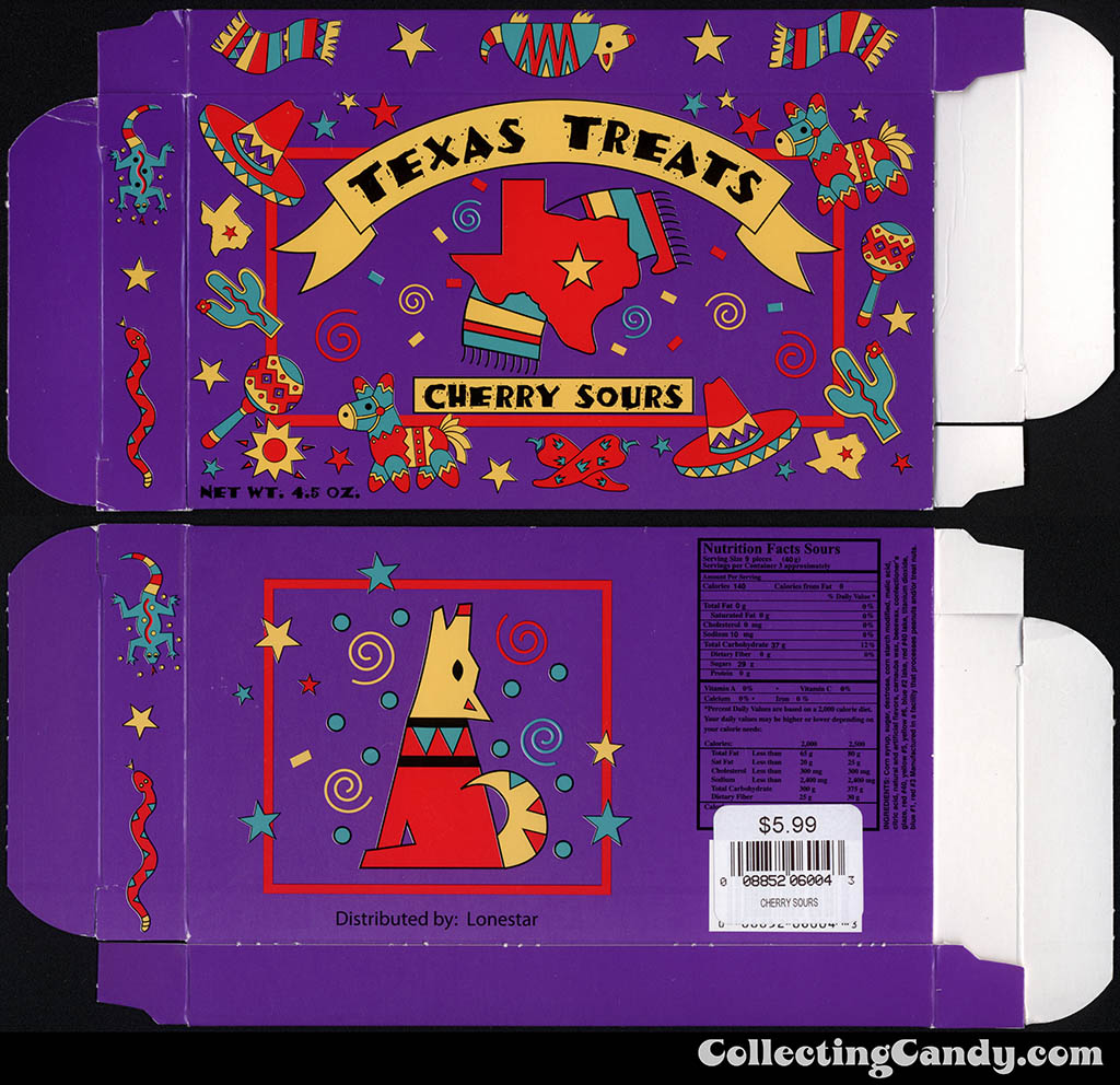 Lonestar - Texas Treats cherry sours - 4.5oz souvenir candy box - July 2014