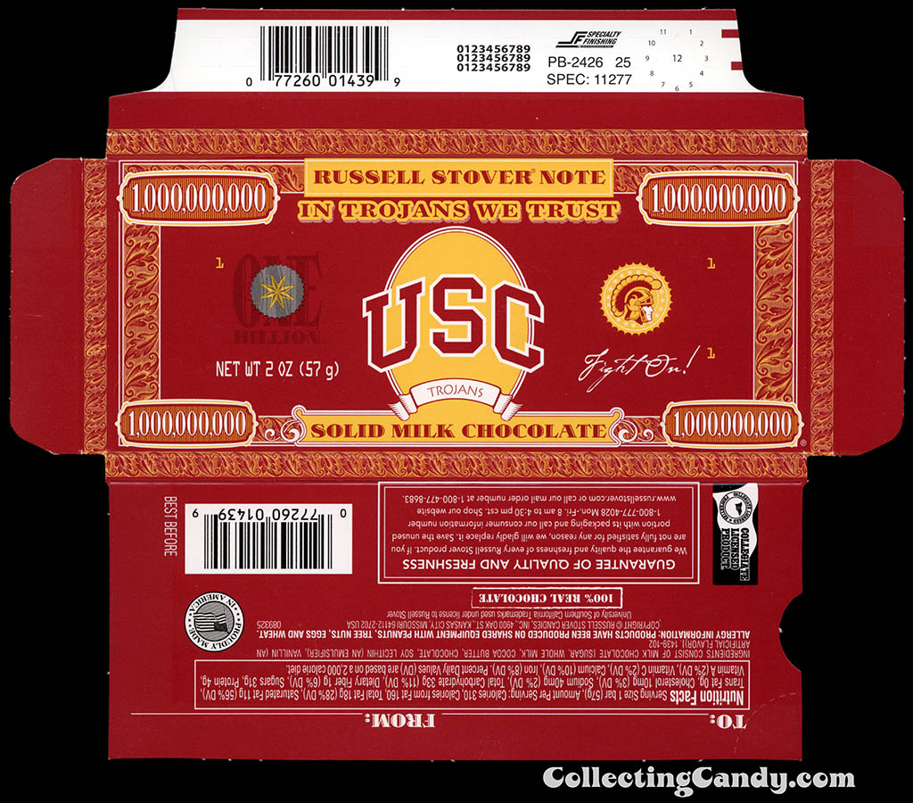 Russell Stover - Collegiate 2oz Chocolate Bar Note box - USC Trojans - 2013