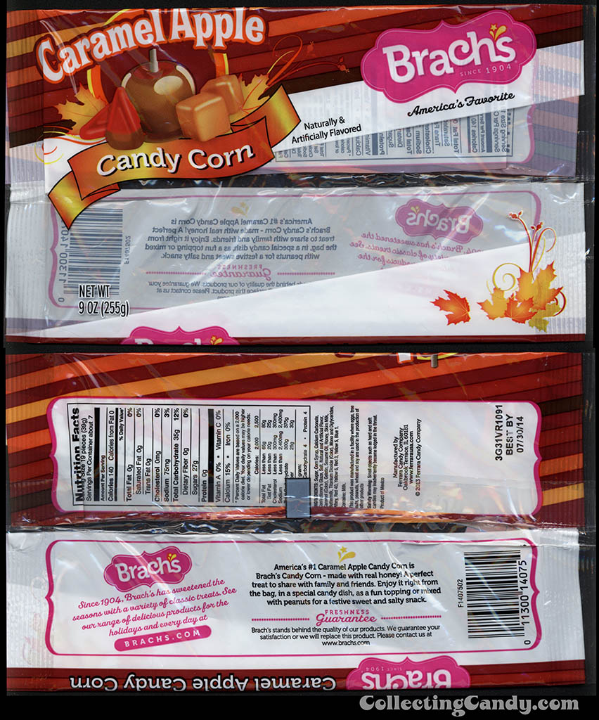 Ferrara Candy Company - Brach's - Caramel Apple Candy Corn - 9oz Halloween Fall seasonal candy packaging -2013