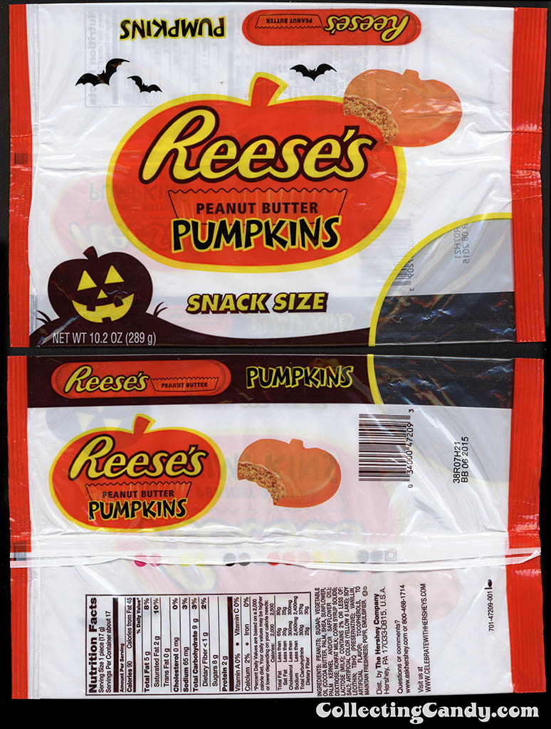 Hershey - Reese's Peanut Butter Pumpkins White Chocolate - Snack Size - 10_2 oz Halloween multi-bag candy package - October 2014