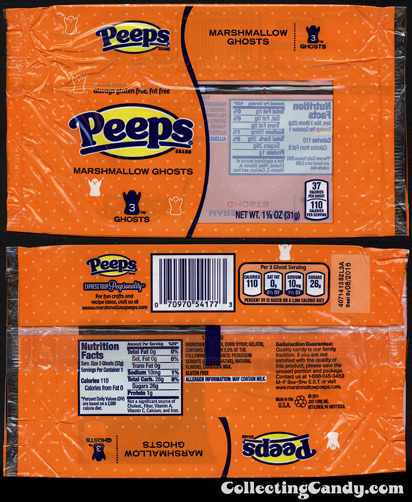 _Just Born - Peeps Marshmallow Ghosts - 1 1_8 oz 3-ghost cello pack - October 2014
