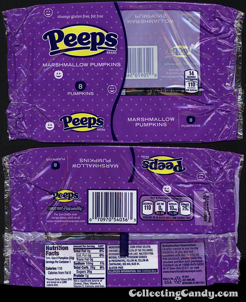 Just Born - Peeps Marshmallow Pumpkins - 1 1_8 oz 8-ghost cello pack - October 2014