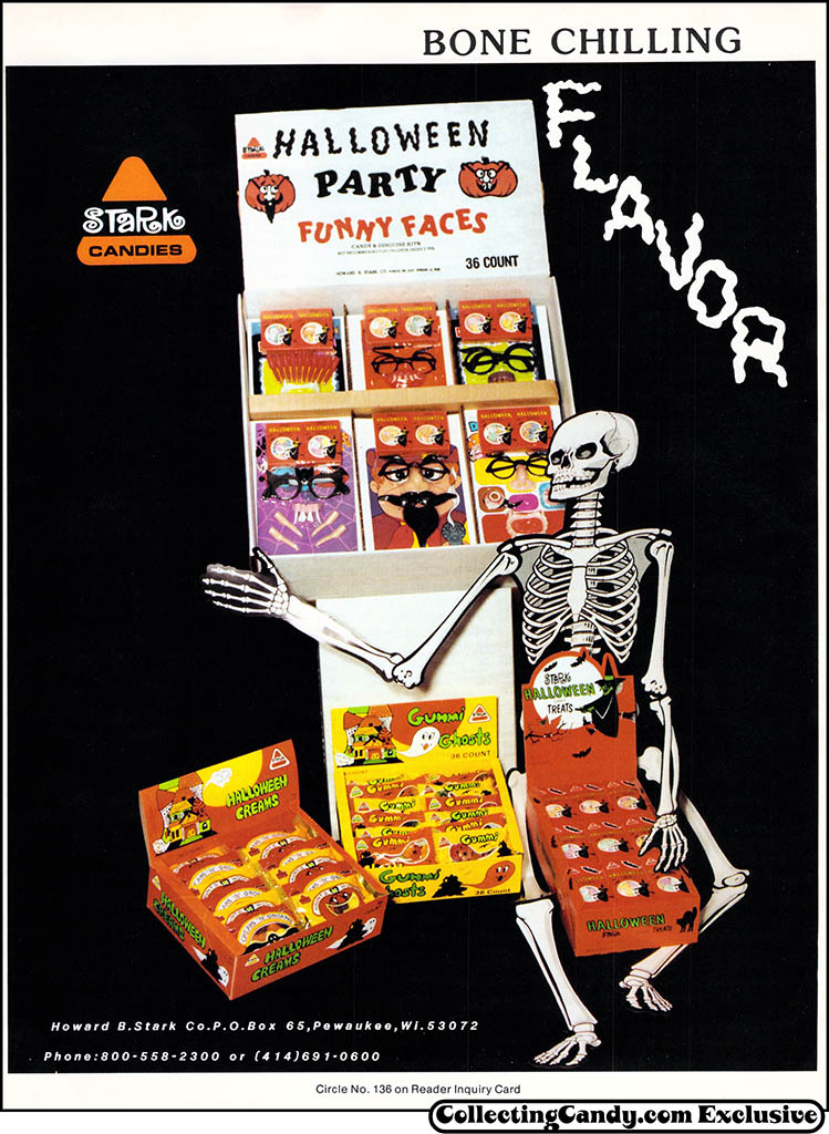 Stark - Bone Chilling Flavor - Halloween candy trade ad - July 1985