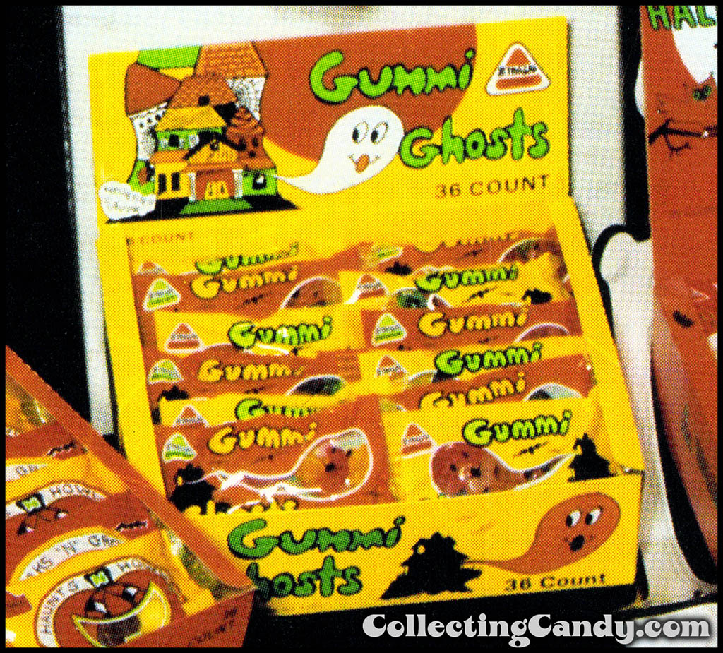 Stark - Gummi Ghosts 36-count display box photo from Halloween candy trade ad - July 1985