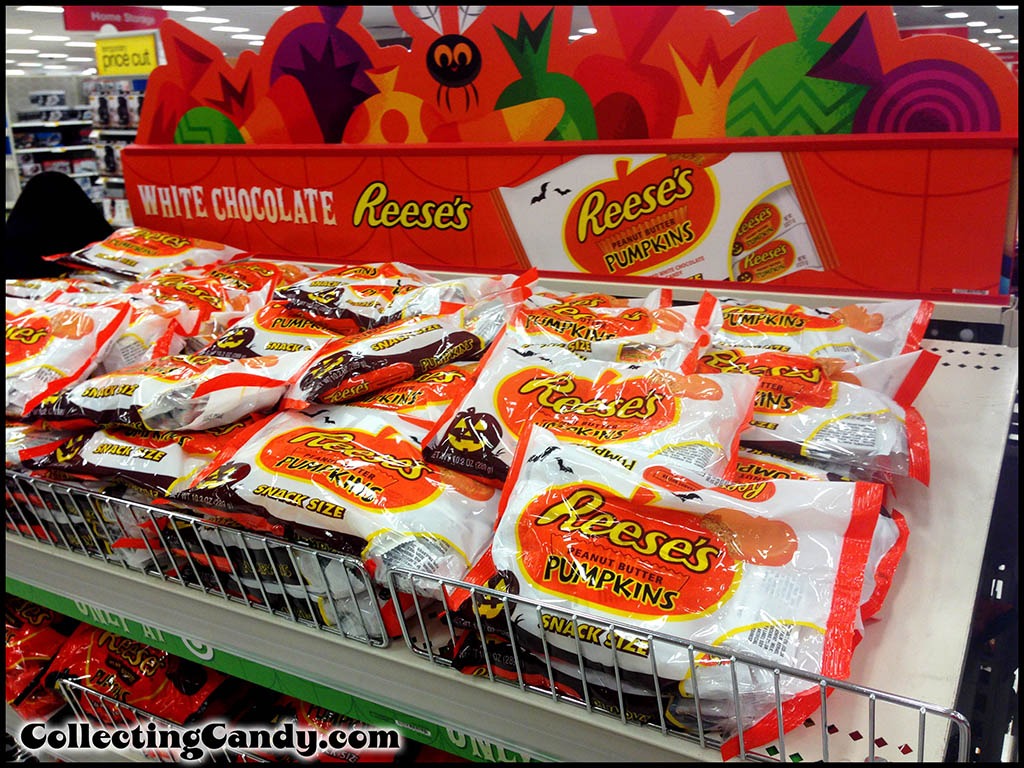 Target store Halloween display for White Chocolate Reese's Pumpkins - possibly a 2014 Target Exclusive