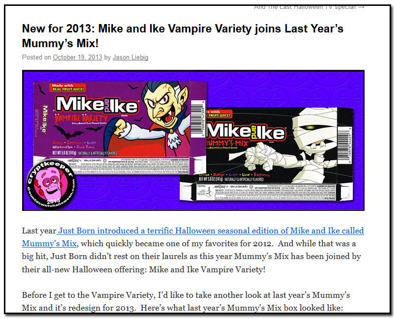Mike and Ike Mummy Mix and Vampire Variety - October 19th, 2013
