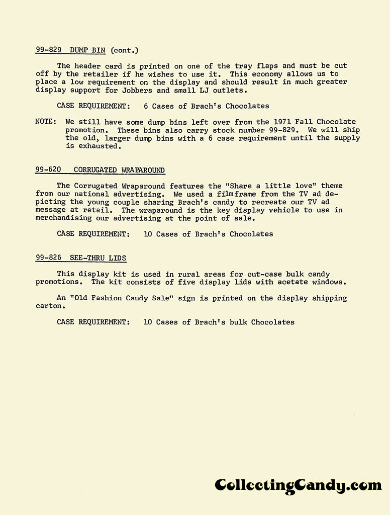 Brachs - Fall 1972 - Chocolate Displays outline - Page 2 of 2