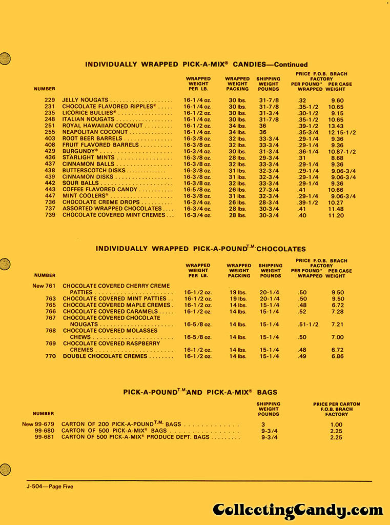 Brachs - Fall 1972 Price list - D-504 - July 1, 1972 - Page 05