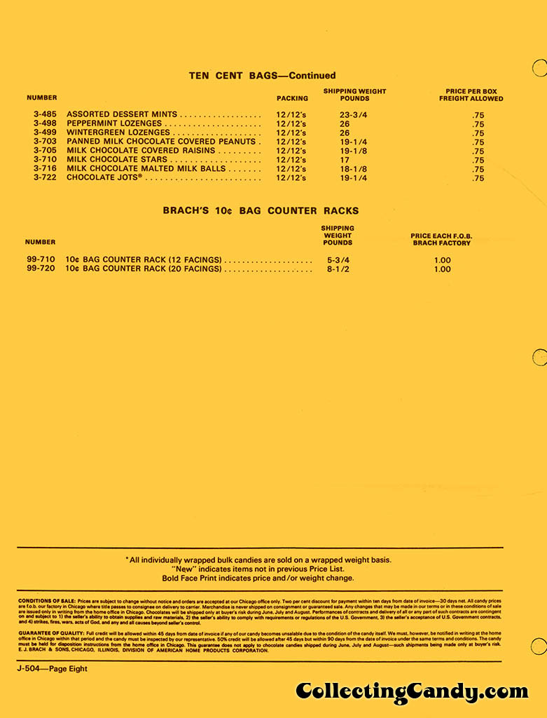 Brachs - Fall 1972 Price list - D-504 - July 1, 1972 - Page 08