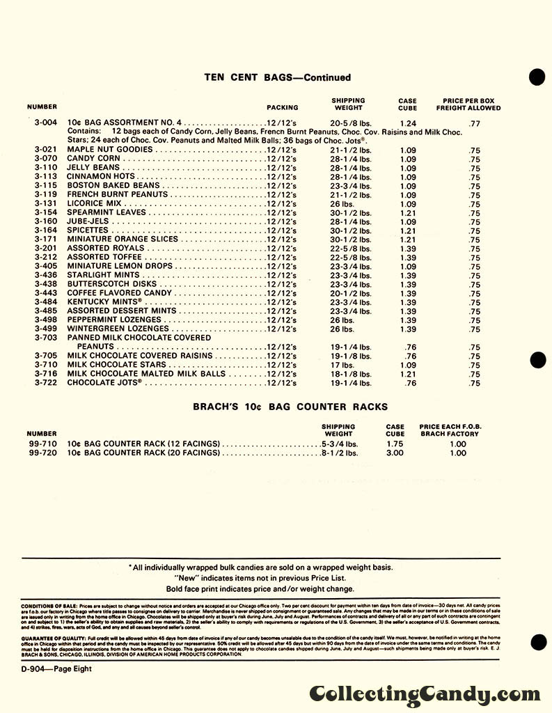 Brachs - Fall 1972 Price list - D-904 - July 1, 1972 - Page 08