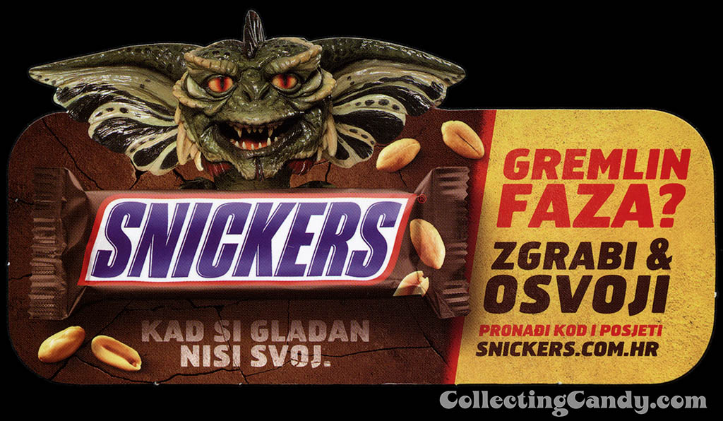Croatia - Bosnia - Poland - Mars - Snickers - Snickers Gremlins promotional shelf talker - you're not yourself - bar burst out - Summer 2014