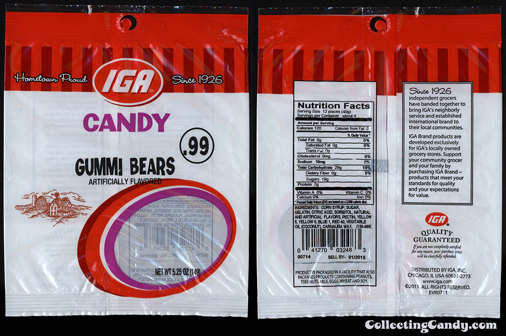 IGA - Gummi Bears - 99-cent grocery private label brand candy package - Summer 2014