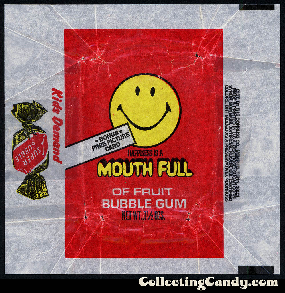 Donruss - Mouth Full - Fruit - bonus free picture card - 1 1/2 oz bubblegum wax wrapper - 1970's