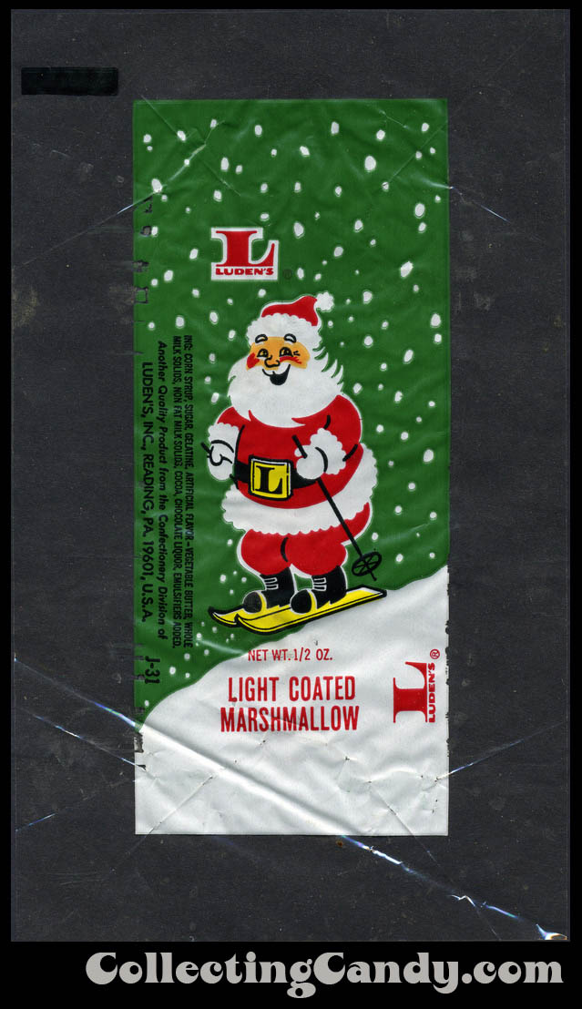 Luden's - Light Coated Marshmallow Santa Claus candy wrapper - 1970's