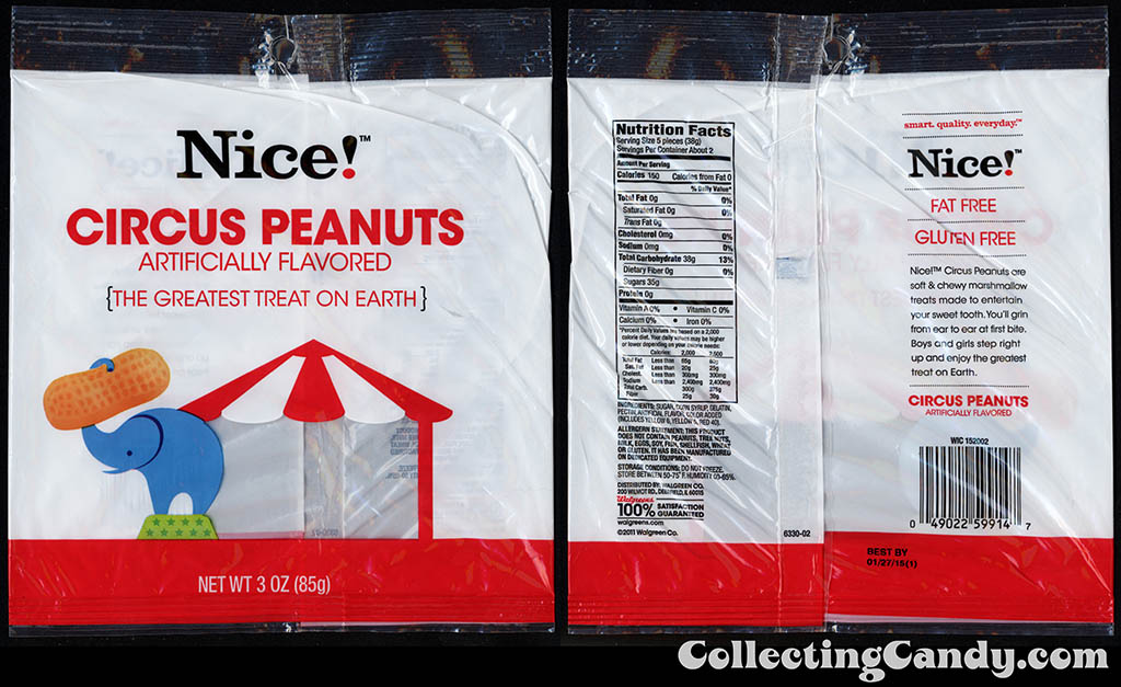 Walgreens - Nice! - Circus Peanuts - 3 oz private label store-brand candy package - 2013