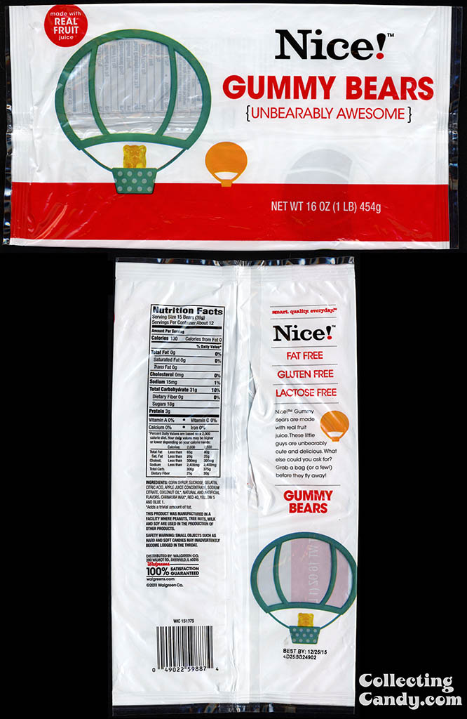 Walgreens - Nice! - Gummy Bears - 16 oz private label store-brand candy package - 2013