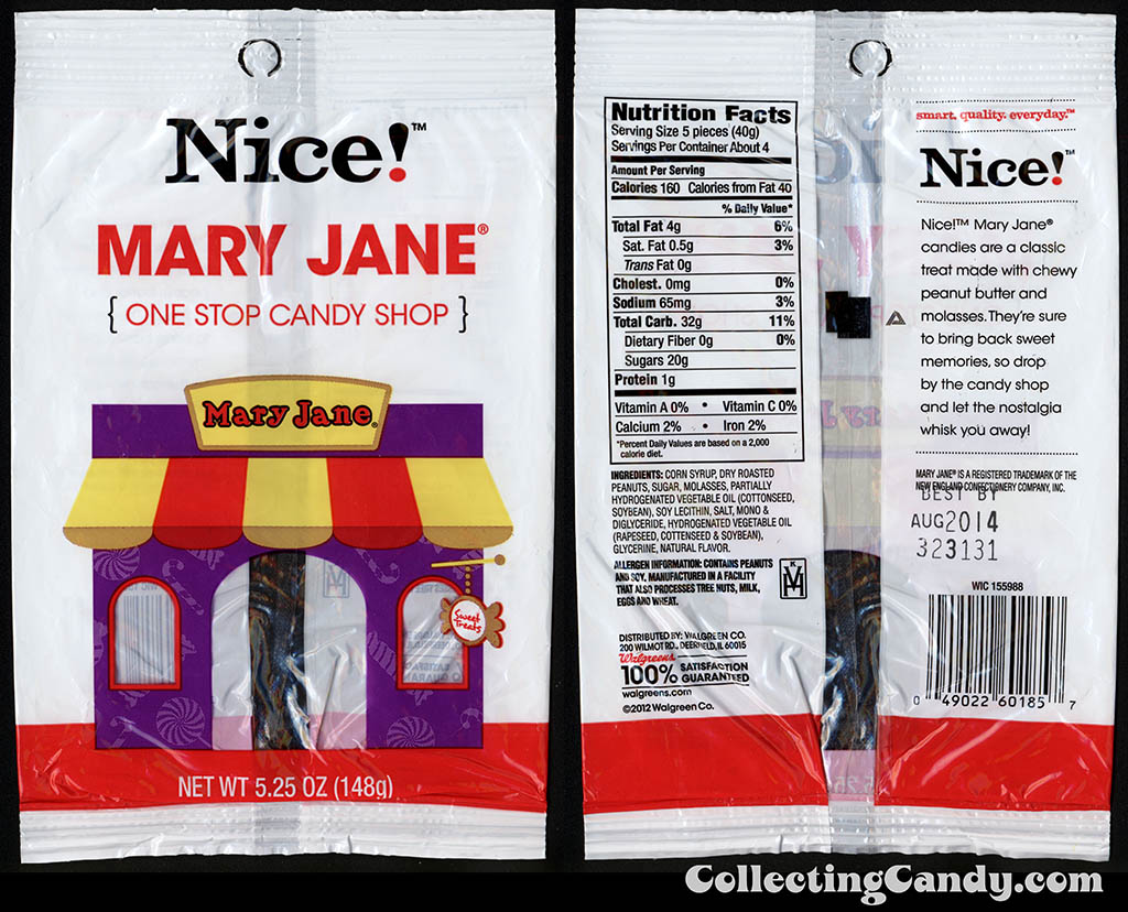 Walgreens - Nice! - Mary Jane - 5.25 oz private label store-brand candy package - 2013