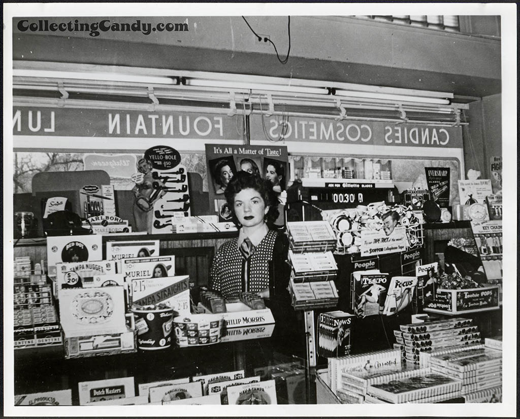 Walgreens counter with candy - Wrigley Salesman Reference Photo - Late 1950's