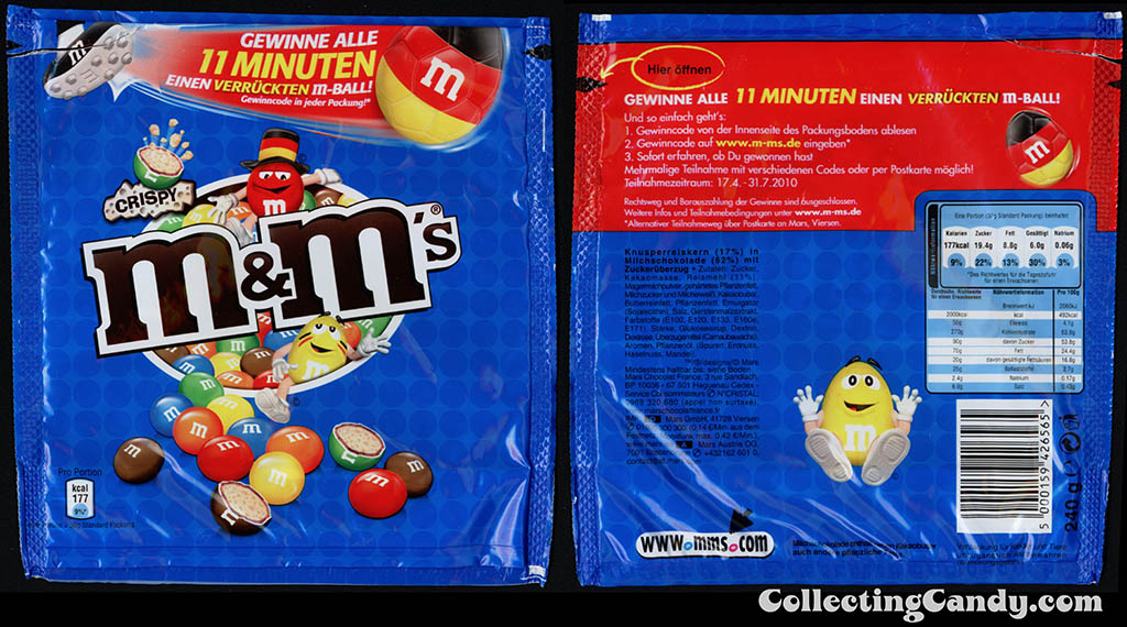 German - Mars Europe - M&M's Crispy - Win 11 Minutes - World Cup football-soccer contest in-pack code - 240g candy package - 2010