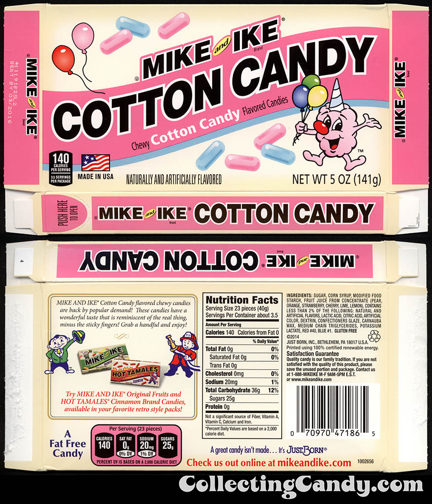 Just Born - Mike and Ike - Cotton Candy - 5oz candy box - January 2015