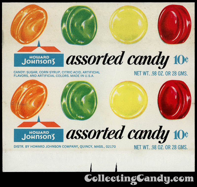 Howard Johnson's - Assorted Candy - _98oz 10-cent roll candy wrapper - late 1960's early 1970's