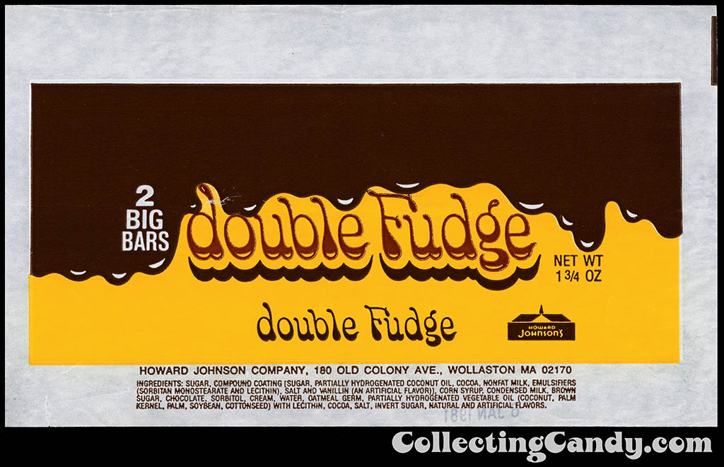 Howard Johnson's - Double Fudge - 1 3_4oz  chocolate candy bar wrapper - 1970's