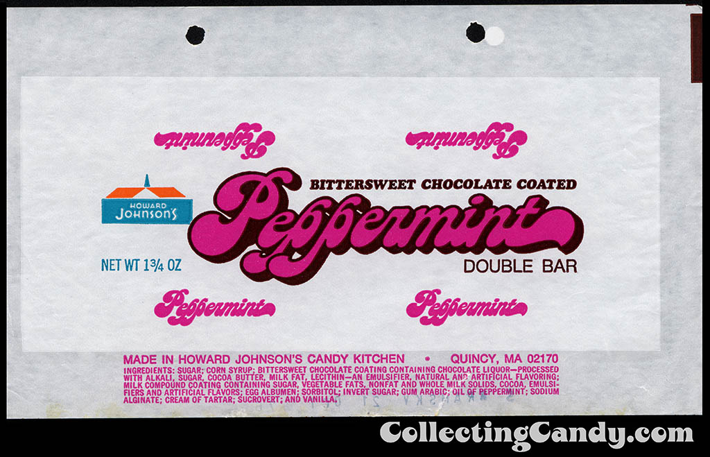 Howard Johnson's - Peppermint Double Bar - 1 3_4 oz candy bar wrapper - 1970's