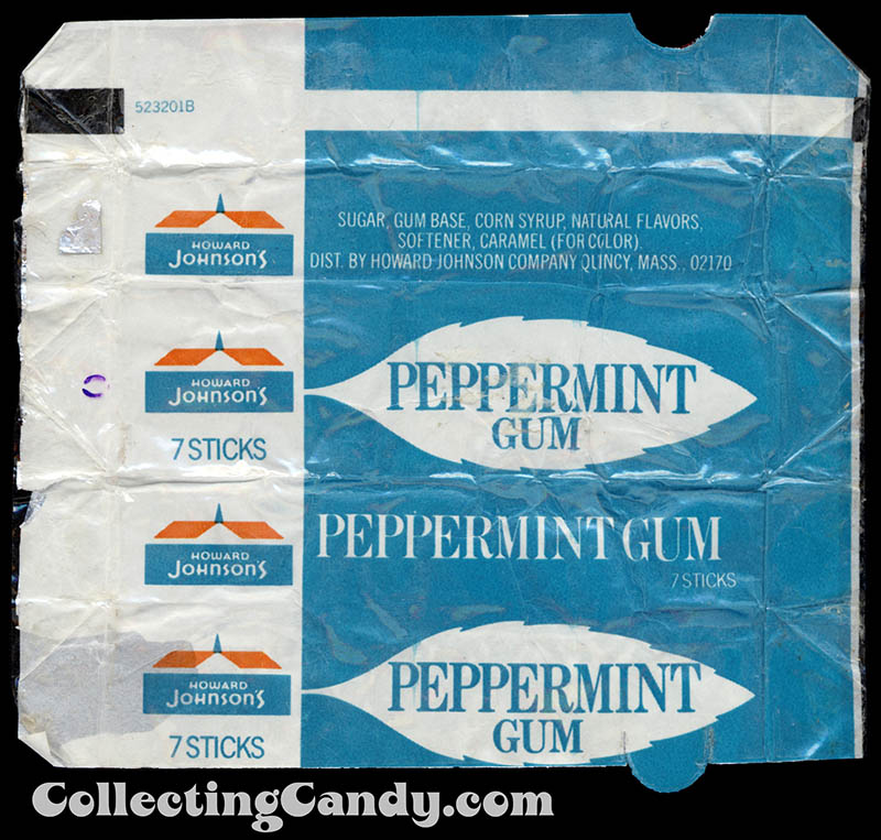 Howard Johnson's - Peppermint Gum - 7 Stick gum pack wrapper - 1970's